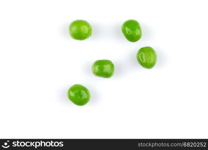 Pile of green wet pea isolated on white background