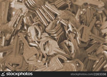 Pile of keys, many keys pattern background
