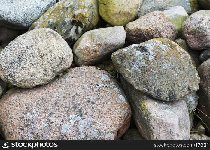 pile of large stones on courtyard