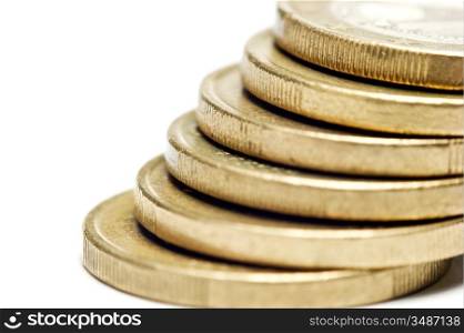pile of metal coins isolated on a white background