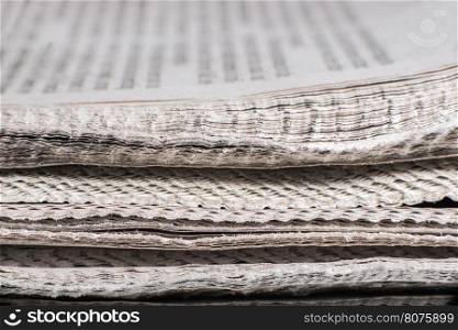 Pile of newspapers close up macro shot