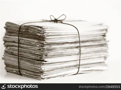 Pile of newspapers. Shallow depth of field.