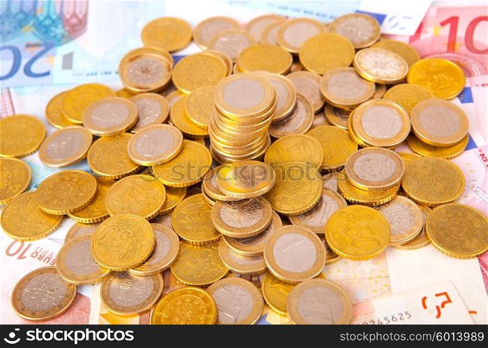 Pile of notes and coins