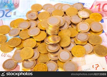 Pile of notes and coins