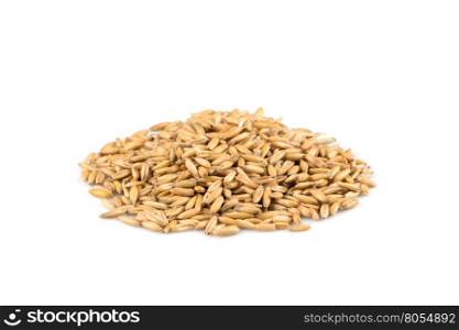 pile of organic oat grains isolated on white background