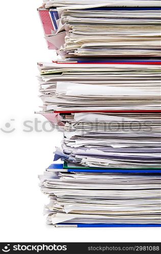 Pile of papers isolated on white
