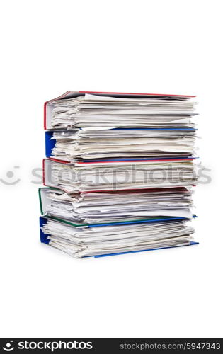 Pile of papers isolated on white