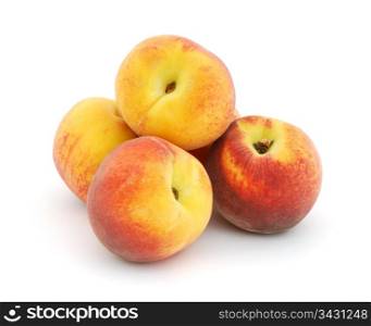 Pile of peaches isolated on white background. Peaches