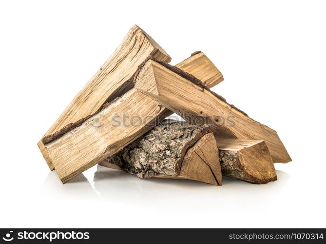 Pile of pine firewoods isolated on a white background. Pile of pine firewoods