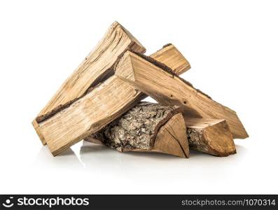 Pile of pine firewoods isolated on a white background. Pile of pine firewoods