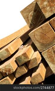 pile of pine wood logs isolated on white background (ready to import/export)