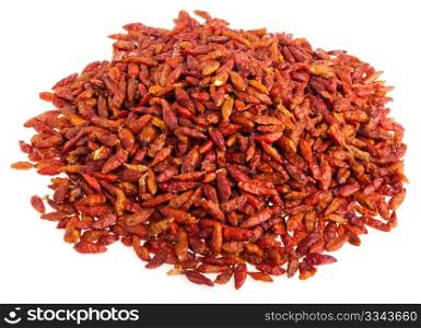 pile of Piri Piri peppers isolated on white background