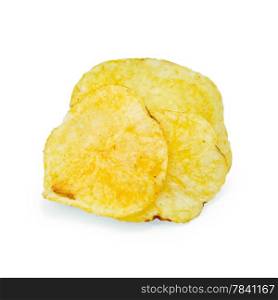 Pile of potato chips isolated on white background