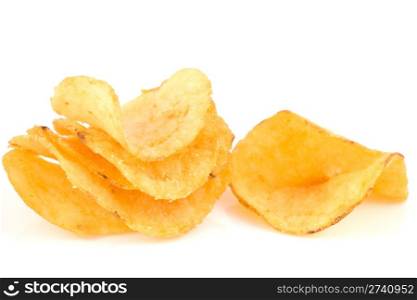 Pile of potato chips on isolated