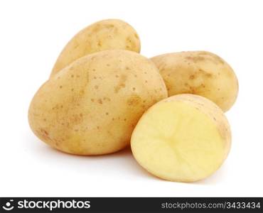 Pile of potatoes isolated on white background. Potatoes
