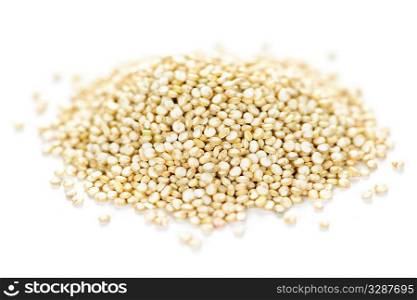 Pile of quinoa grain on white background