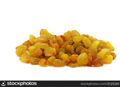 Pile of raisins isolated on white background