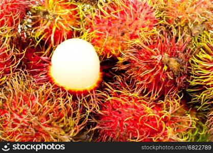 Pile of rambutan, a tropical fruit