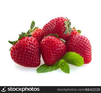 pile of  red raw  strawberry isolated on white background