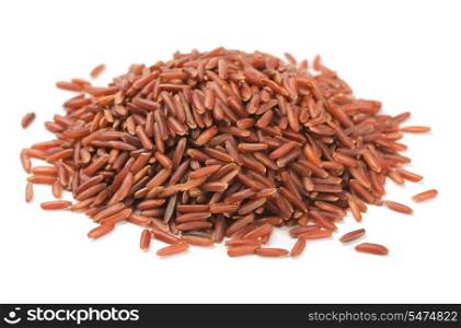 Pile of red rice isolated on white
