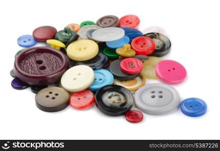 Pile of sewing buttons isolated on white