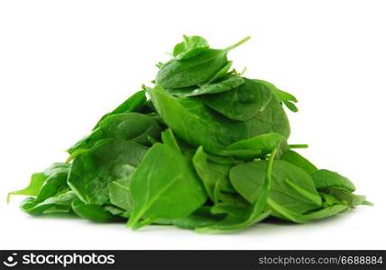 Pile of spinach isolated on white background