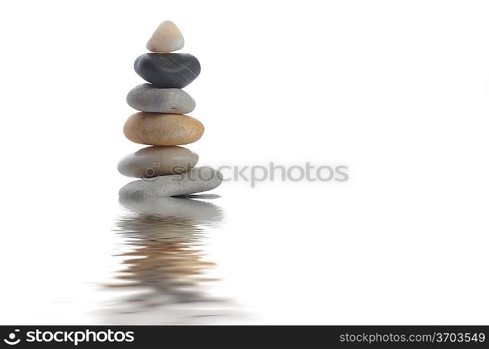 Pile of stones on white background