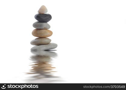 Pile of stones on white background