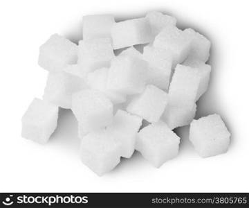 Pile Of Sugar Cubes On Top Isolated On White Background