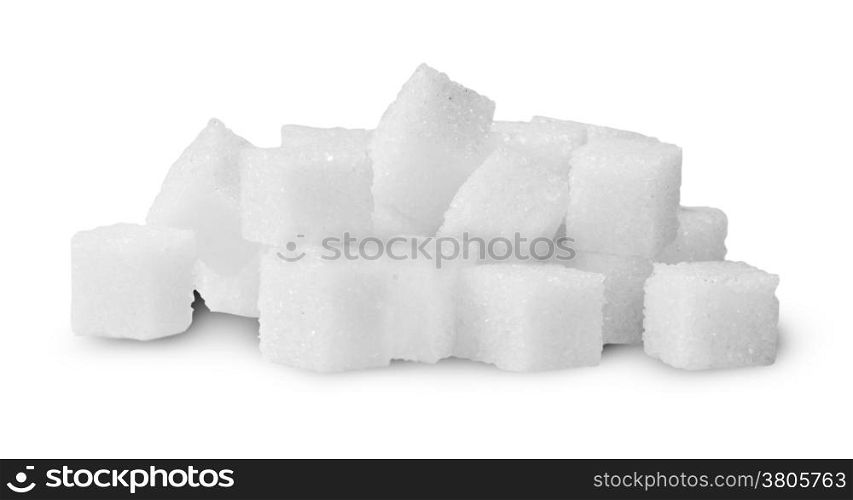 Pile Of Sugar Cubes Rotated Isolated On White Background
