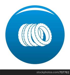 Pile of tire icon vector blue circle isolated on white background . Pile of tire icon blue vector