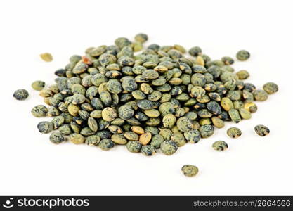 Pile of uncooked French lentils