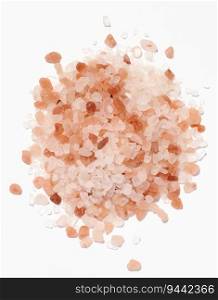 Pile of white and pink Himalayan salt, close up