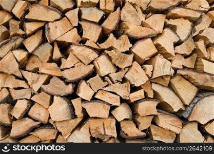 Pile of wood, close-up