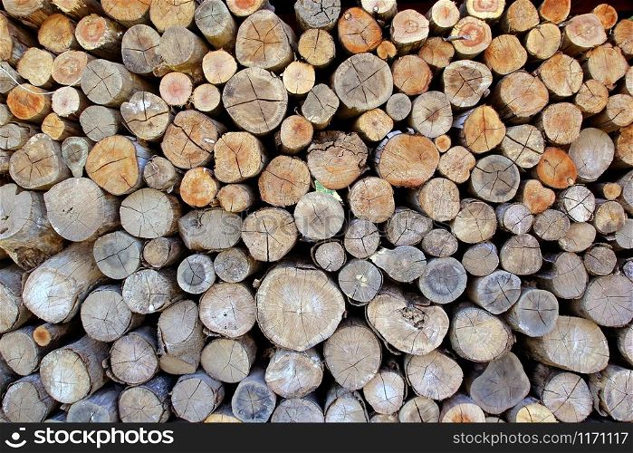 pile of wooden stump as background or texture