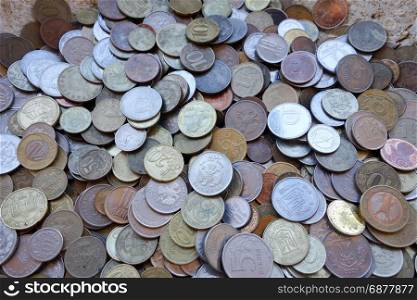Pile of world coins