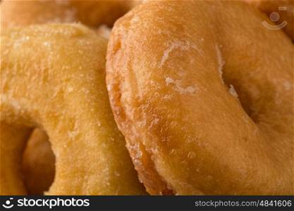 pile off fresh donuts macro close up