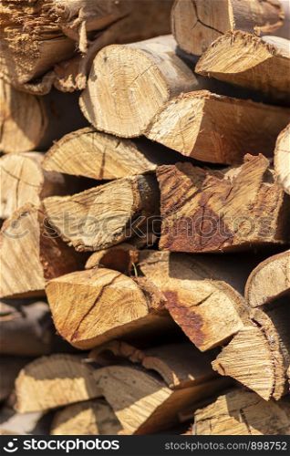 Piles of firewood for winter