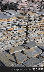 Piles of natural wall stone cladding