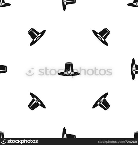 Pilgrim hat pattern repeat seamless in black color for any design. Vector geometric illustration. Pilgrim hat pattern seamless black