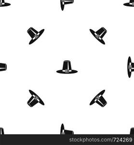 Pilgrim hat pattern repeat seamless in black color for any design. Vector geometric illustration. Pilgrim hat pattern seamless black