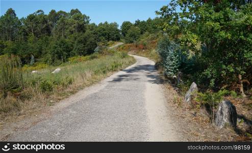 Pilgrim trail between Redondela and Pontevedra on the Camino de Santiago trail, Spain