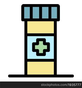 Pill box icon. Outline pill box vector icon color flat isolated. Pill box icon color outline vector