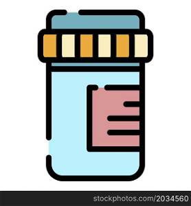 Pill jar drug icon. Outline pill jar drug vector icon color flat isolated. Pill jar drug icon color outline vector