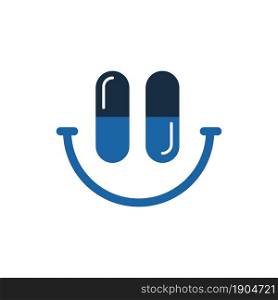 pill smile icon concept design