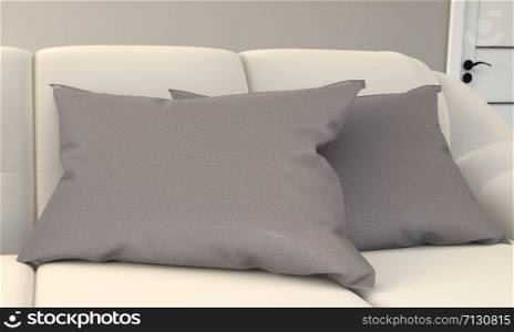 Pillow on Sofa. 3D rendering