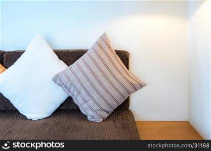 Pillow on sofa decoration in living room interior