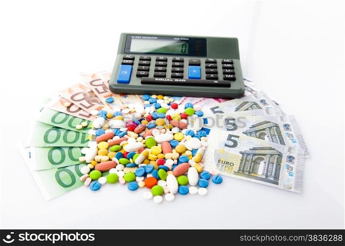 pills and euro banknotes. medical concept
