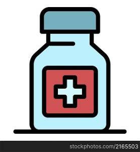 Pills jar icon. Outline pills jar vector icon color flat isolated. Pills jar icon color outline vector
