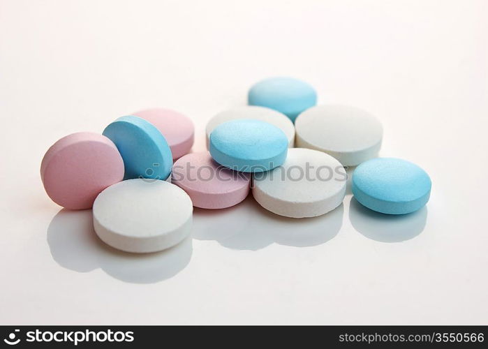 pills on white background